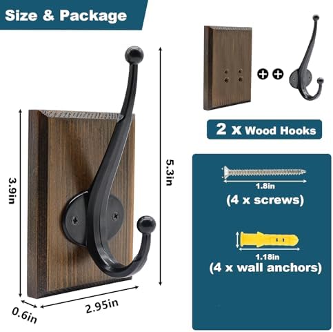 Rustic Farmhouse Towel Hooks 2 Pack