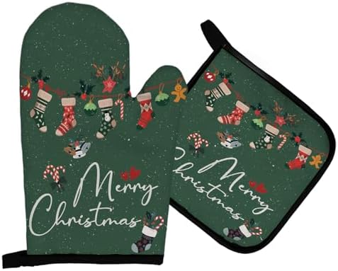 Mingnei Christmas Oven Mitts and Potholders Set