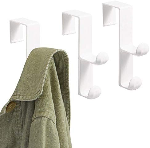 iDesign Over the Door Plastic Dual Hook Hanger Set of 3 White