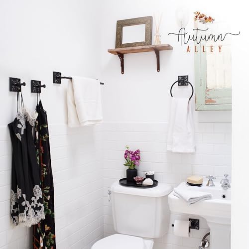 Autumn Alley Black Bath Towel robe hook