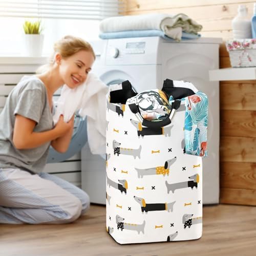 Kigai Collapsible Laundry Basket with Handle Durable Waterproof