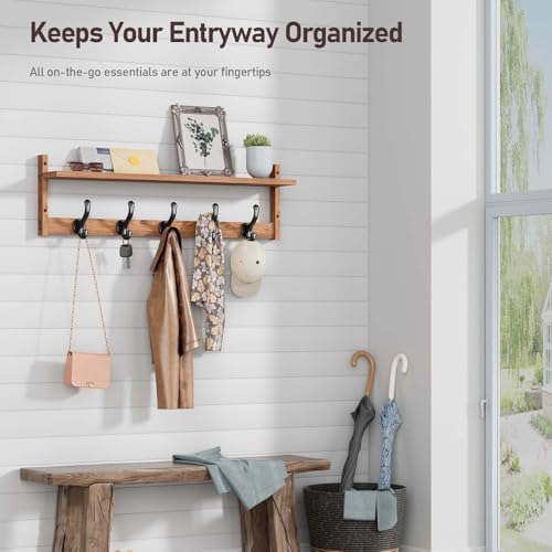 Tatub 29 Wall Hook with Shelf Rustic Storage Solution