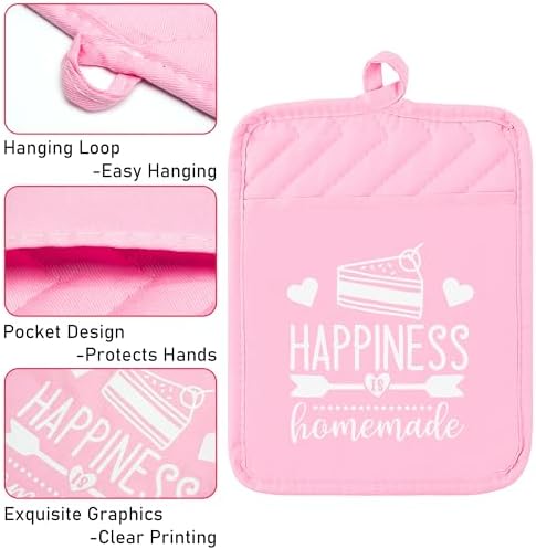 GROBRO7 5Pcs Gradient Pink Cotton Pot Holders Set 1