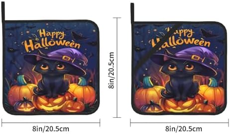 2-Piece Halloween Cat Potholders Heat-Resistant for Kitchen Clearance