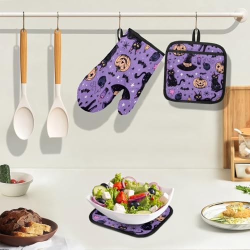 Halloween Oven Mitts Pot Holders 3pc Set