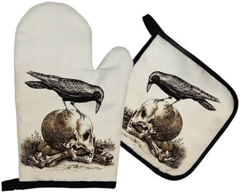 Gothic Halloween Oven Mitts and Potholders Set