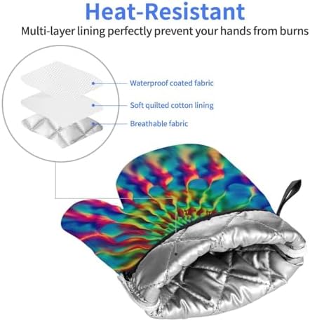 Oven Mitts Pair Tie-Dye Heat Resistant Quilted Cooking Gloves