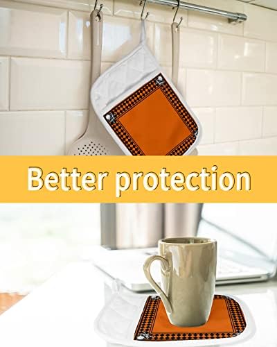 Trick or Treat Halloween Buffalo Plaid Potholders Set