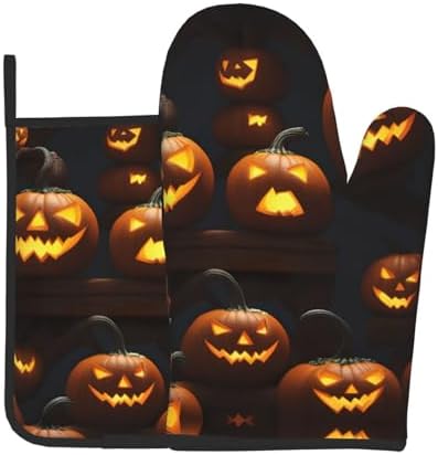 Halloween Pumpkin Oven Mitt Set