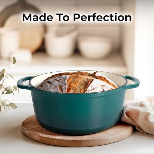 Zulay Kitchen 6 Quart Enameled Cast Iron Dutch Oven Premium Oven-Safe Perfect for Baking More