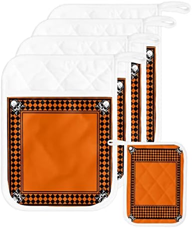 Trick or Treat Halloween Buffalo Plaid Potholders Set