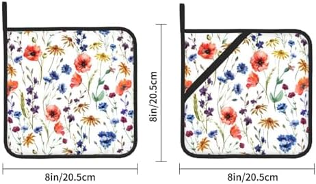 Wildflowers Watercolor Potholder Set 2PCS Heat Resistant