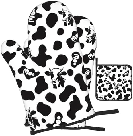 Cute Kitchen Design Heat-Resistant Oven Mitts Set of 3