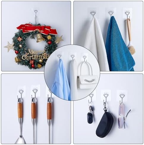 Heavy Duty Adhesive Hooks for Kitchen Bathroom Home