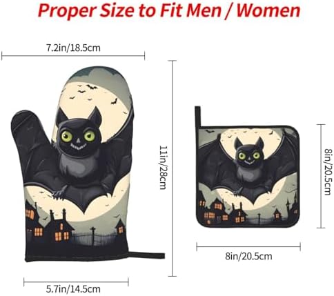 YYHHAOFA Halloween Bat Oven Mitts Set of 3