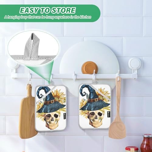 Ourvii 2pc watercolor skull oven mitts