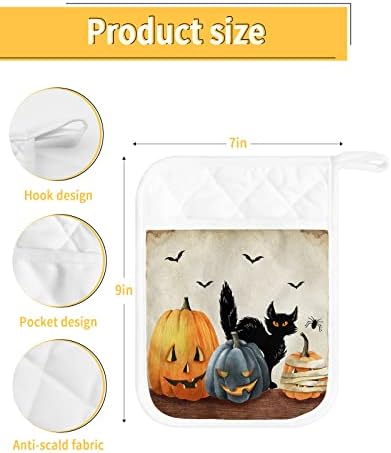 Black Cat Halloween Pot Holder Set