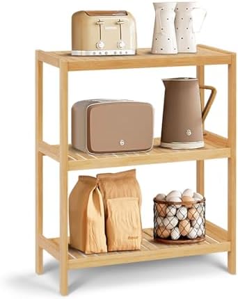 3-Tier Bamboo Freestanding Shelf Unit for Bathroom Kitchen Living Room Office