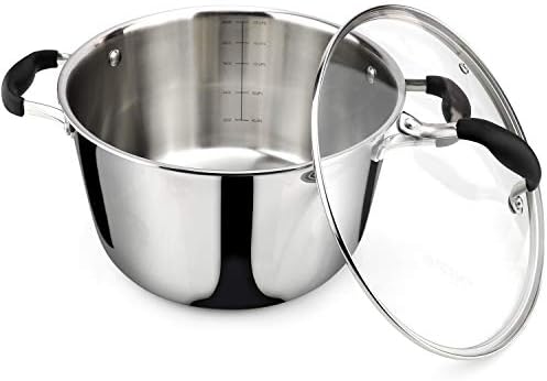 AVACRAFTSturdy 1810 Stainless Steel Dutch Oven with Glass Lid Best Cooking Pan Ever