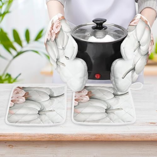 Versatile Fall Design Oven Mitts and Pot Holders Set for Kitchen Essential