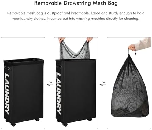 4-Wheeled Rollable Storage Basket for Laundries