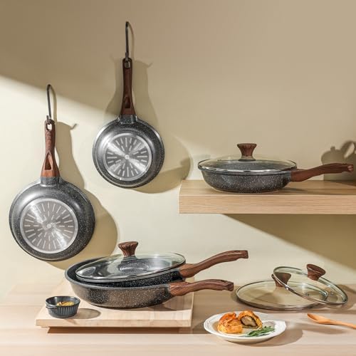 Safe Nonstick Granite Frying Pans Set