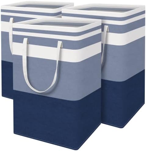 3-Pack Large Capacity Waterproof Laundry Basket with Gradient Blue