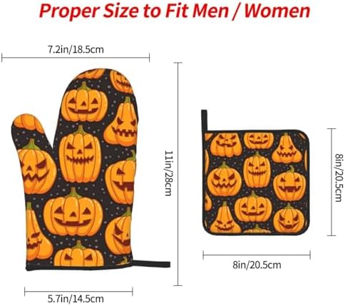 XULLZH Halloween Pumpkin Patterns Oven Mitts Set