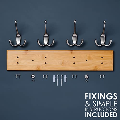 AmazonBasics 4-Piece Wall-Mounted Coat Rack for Home Living Room