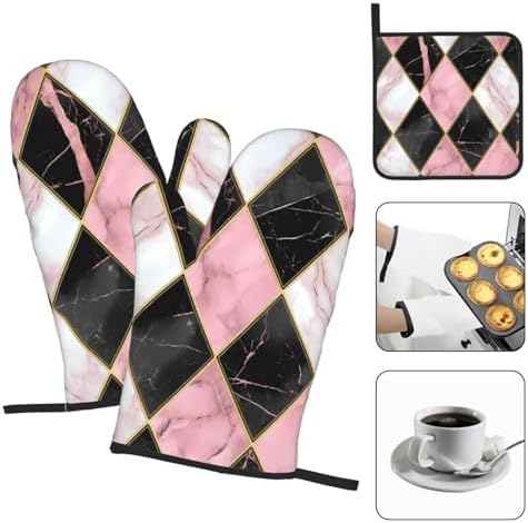 Oven Mitts Pots Holders Set Heat-Resistant Gloves for Grilling Baking