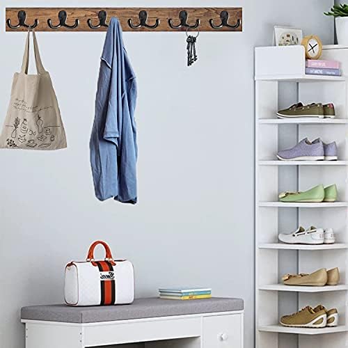MsBongHeavy Duty Dual Coat Hooks Set for Key Hat Umbrella Black
