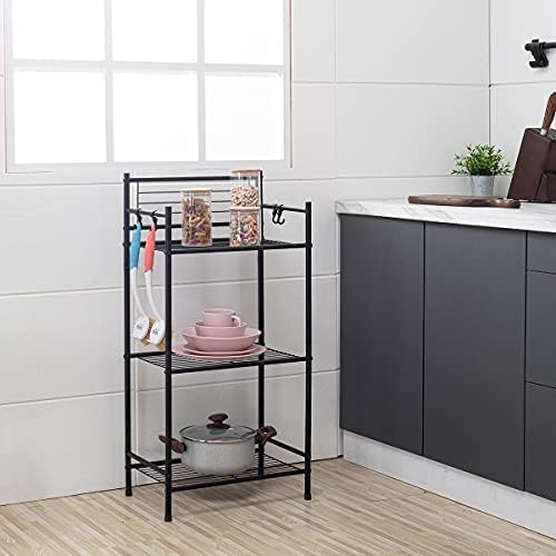 LH UNICO 3-Tier Wire Shelf Unit with 4 Hooks Black