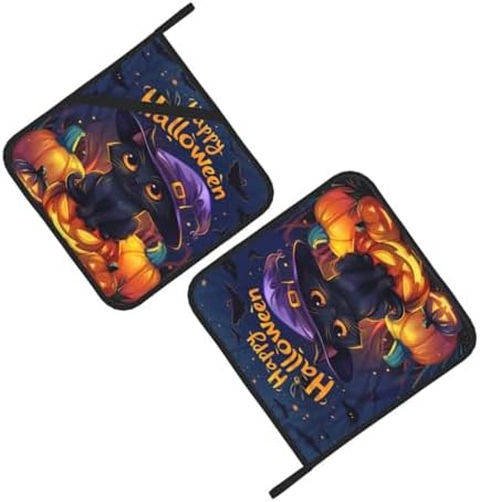 2-Piece Halloween Cat Potholders Heat-Resistant for Kitchen Clearance