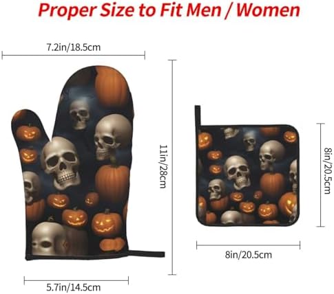 Scary Halloween Oven Mitts Set Heat-Resistant Pot Holders