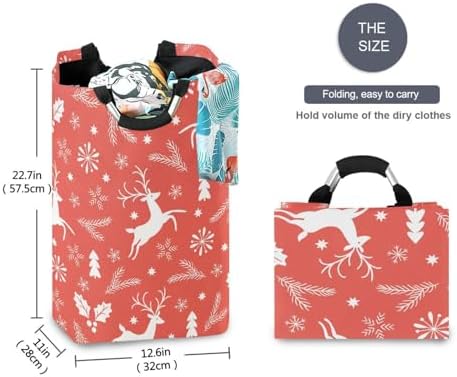 Kigai Christmas Deer Laundry Basket Large Waterproof