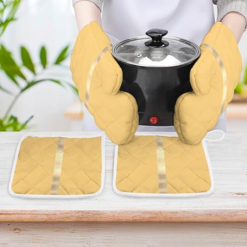 Curdesi Oven Mitts Pot Holders Set Heat-Resistant Durable Kitchen Essentials