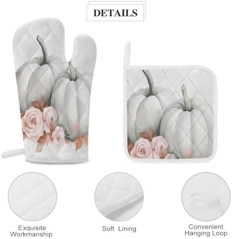 Versatile Fall Design Oven Mitts and Pot Holders Set for Kitchen Essential
