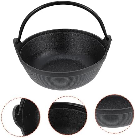 Thick Cast Iron Saucepan with Strainer Durable Stock Pot