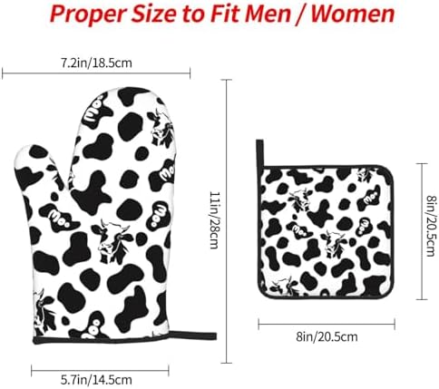 Cute Kitchen Design Heat-Resistant Oven Mitts Set of 3