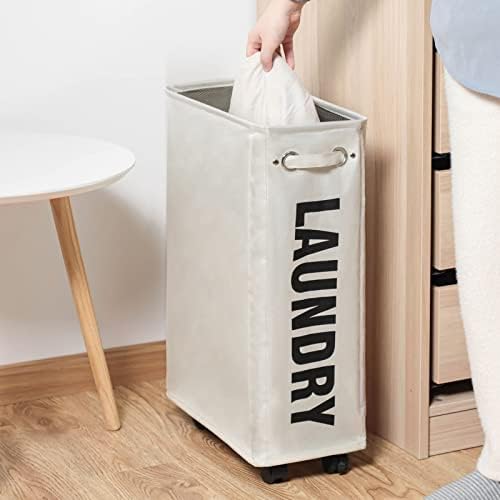 25-Inch Slim Collapsible Laundry Basket on Wheels