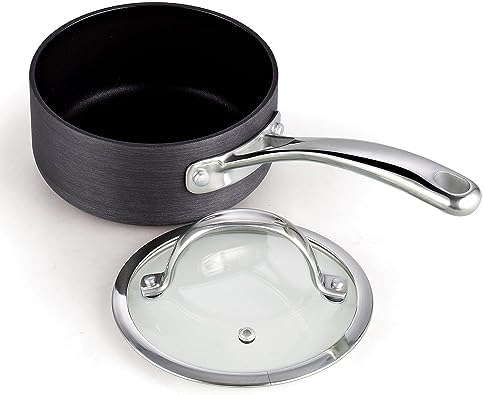 Pro-Grade 1-Quart Hard Anodized Saucepan with Glass Lid