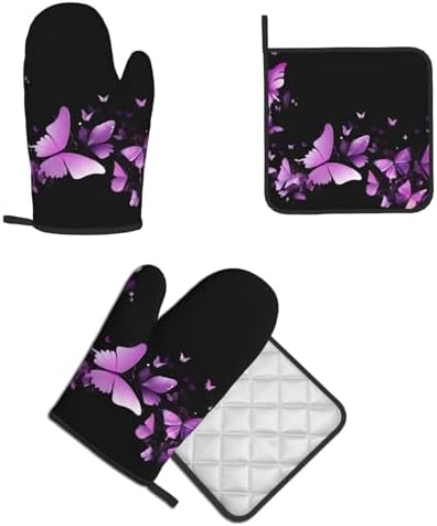 Unique printed Design Oven Mitt Pot Holder Set ThermalProof Durable by Quopvn