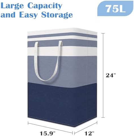 3-Pack Large Capacity Waterproof Laundry Basket with Gradient Blue