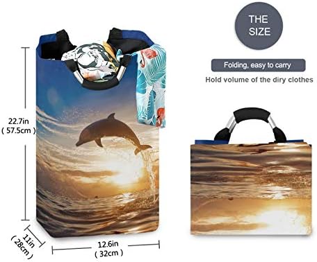 susiyo Beautiful Dolphins Folding Laundry Hamper