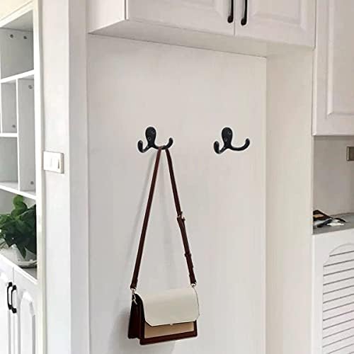 MsBongHeavy Duty Dual Coat Hooks Set for Key Hat Umbrella Black