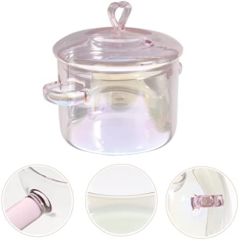 SHERCHPRY Glass Kettle1500ml Heart Design Soup Bowl Perfect for Pasta Ramen Cooking