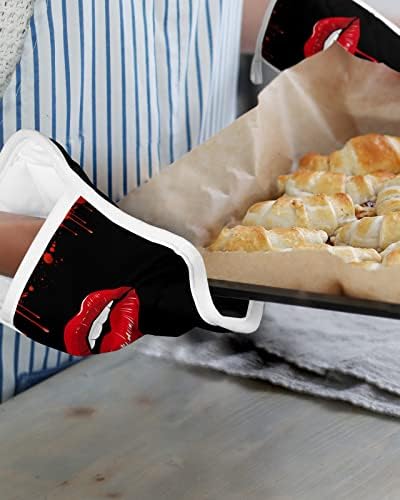 Halloween Lips Blood Pot Holders Set of 5 Heat-Resistant Kitchen Poches