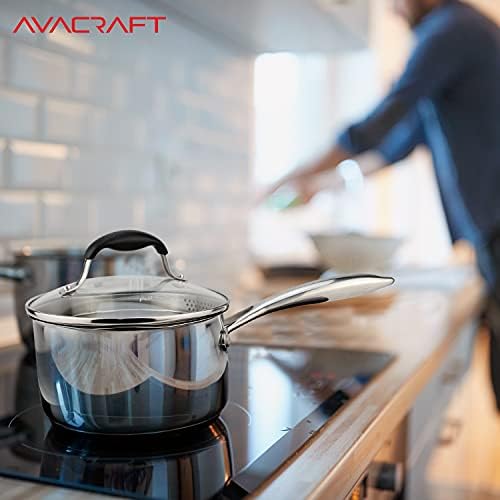 Stainless Steel Saucepan with Glass Lid for Home Kitchen
