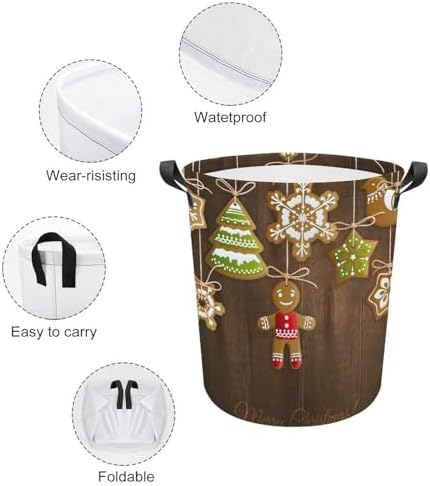 MEIKKO Christmas Gingerbread Snowflake Storage Basket - Lightweight Collapsible and Waterproof