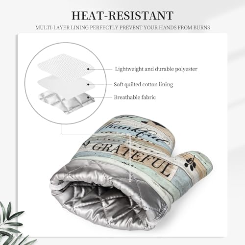 Boulda Farmhouse Thanksgiving Oven Mitts Heat Resistant Kitchen Gloves